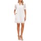 thumbnail image 2 of Vestido mini de edición de manga corta para mujeres 2026 verano con escote en V, volantes, huecos y encaje de ojales L blanco, 2 of 6