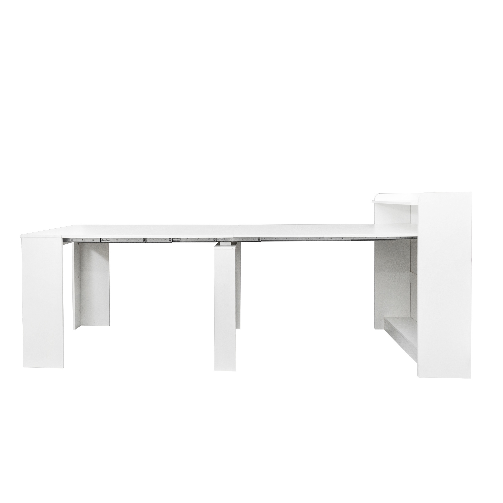PORKISS Extendable Dining Table, Wooden Kitchen Table with Storage, Classical Dinner table, Modern Rectangle Dining Table for Kitchen, Dining Room, and Living Room, White Color