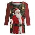 thumbnail image 6 of Xdegoge Christmas Shirt for Women 3/4 Sleeve Santa Funny Graphic T-Shirt Crewneck Vintage Casual Tops Pullover Family Holiday Casual Blouse Gifts 2025 Fall Winter Festival Clothes Fit Party, 6 of 7