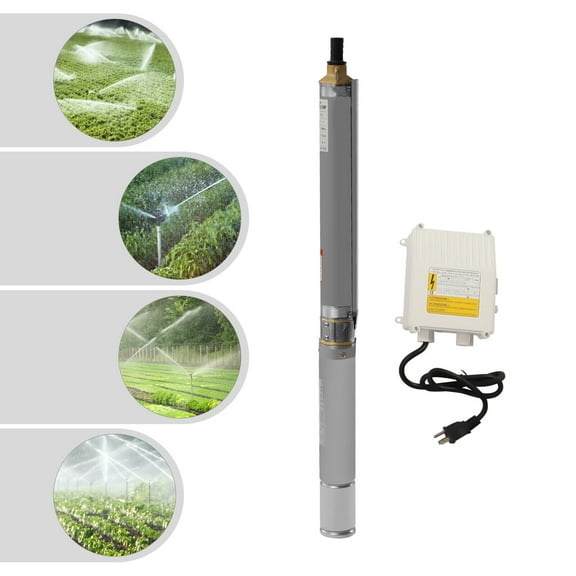 Miumaeov 3'' 750W 1HP Screw Pump Deep Well Submersible Pump Stainless Steel Water Pump 110V 16GPM
