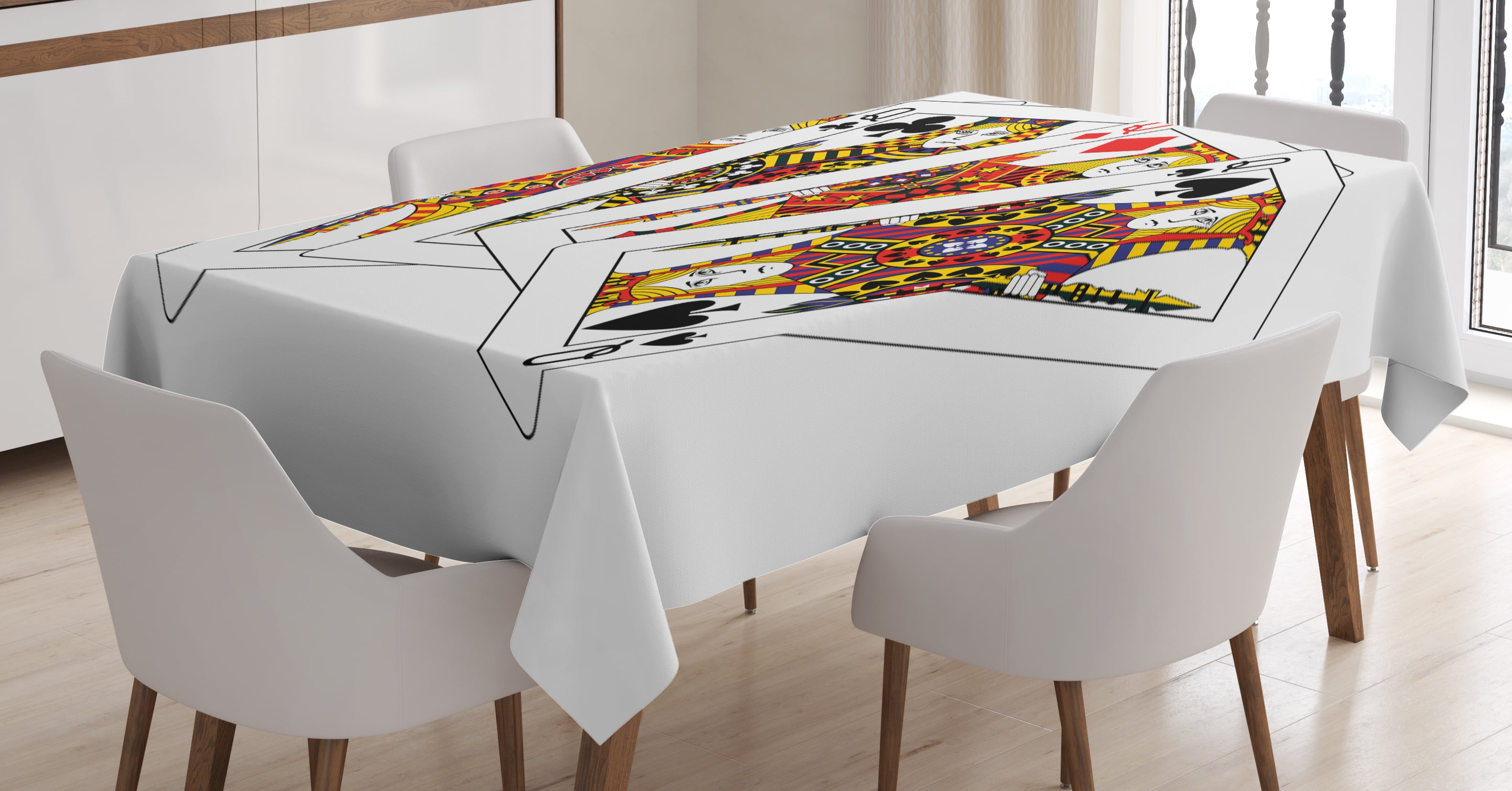 Queen Tablecloth, Queens Poker Set Faces Hearts and Spades Gambling