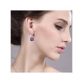 thumbnail image 4 of Gem Stone King 925 Sterling Silver Amethyst Dangle Women's Earrings (12.00 Cttw Gemstone Birthstone Cushion Checkerboard Cut 12MM), 4 of 5
