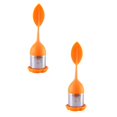 thumbnail image 1 of Oleegame 2PC Produce Storage Tea Infuser ，Silicone Handle Stainless Steel Strainer with Drip Tray Orange, 1 of 3