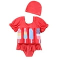 thumbnail image 2 of IBTOM CASTLE Toddler Girl Floatation Swimsuit with 8 Adjustable Buoyancy Baby Float Suit Floating Swimwear Bathing Suit with Cap 18-24 Months Red, 2 of 7