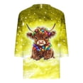 thumbnail image 5 of Women Christmas Highland Cow Shirt Cute Animal Graphic Farm Pullover Country Western Casual 3/4 Sleeve Shirts Tops, 5 of 5