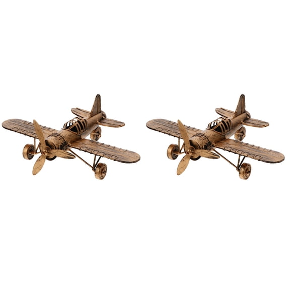 GOOHOCHY  Set of 2 Large Retro Wooden Model Airplane for Showcase Desktop Child