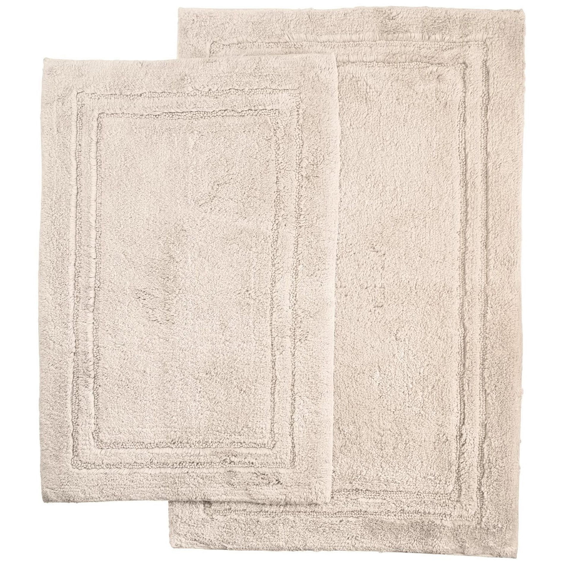 2 Piece Luxurious Cotton Bath Rug Set With NonSlip Backing, 10 Colors