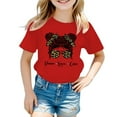 thumbnail image 2 of Kid Girls Cute Girls Cartoon Graphic Crew Neck Short Sleeve Tee Summer Casual T Shirt Red,11-12 Years, 2 of 5