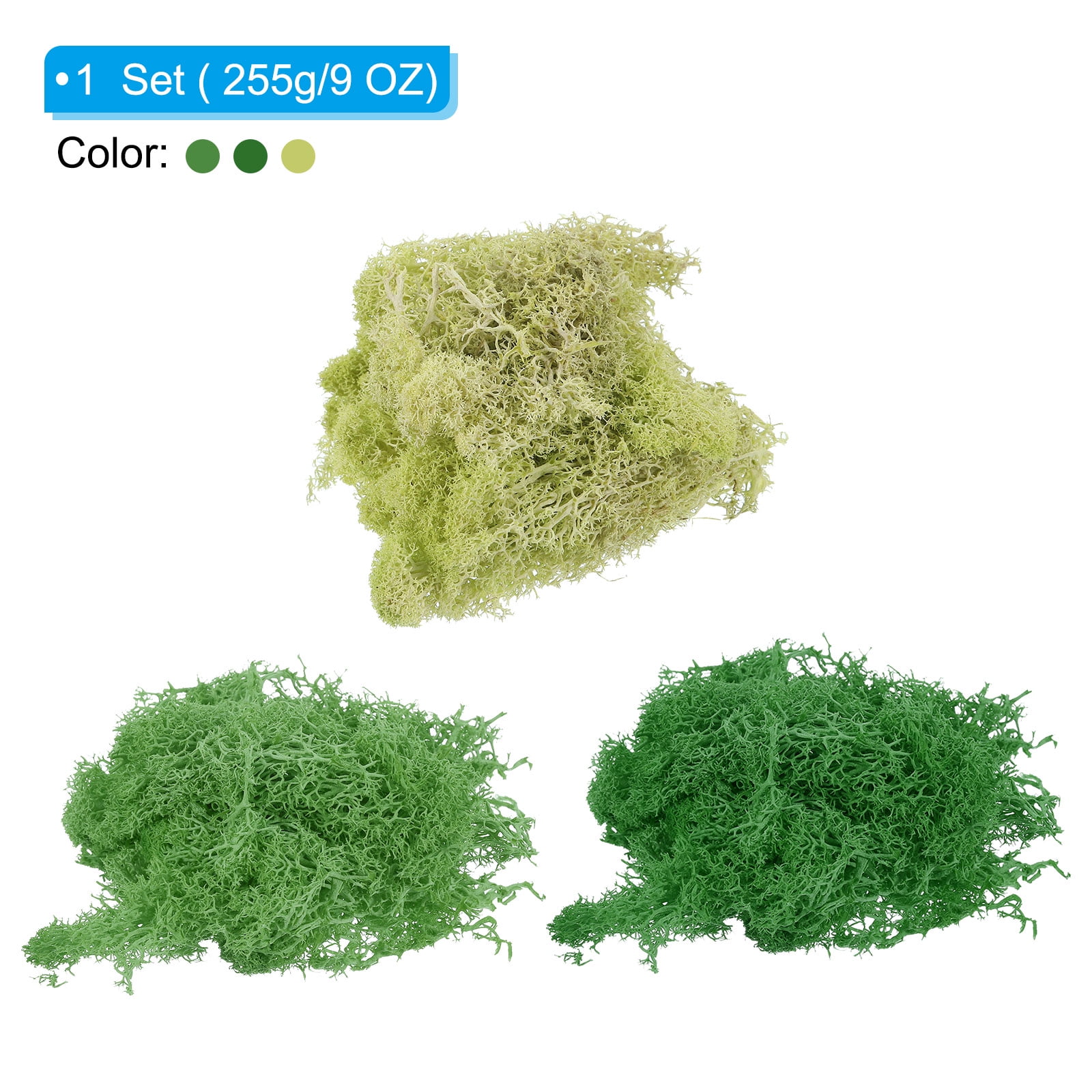 Uxcell Preserved Reindeer Moss, Artificial Moss Lichen Centerpieces Decor Faux Moss for Potted Plants Christmas Crafts Green/Yellow Green/Fruit Green