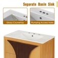 thumbnail image 2 of 30 Inch Mid-Century Modern Bathroom Vanity with Sink - Freestanding Artistic Wood Cabinet with 3 Drawers & Soft-Close Door, Two-Tone Fluted Panel Design, Solid Wood & MDF Build,, 2 of 6