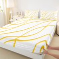 thumbnail image 4 of Homewish Minimalism Stripes Queen Sheets,Contemporary Abstract Queen Sheet Sets,White Golden,4-Piece,1 Flat Sheet, 1 Fitted Sheet and 2 Pillowcases, 4 of 6
