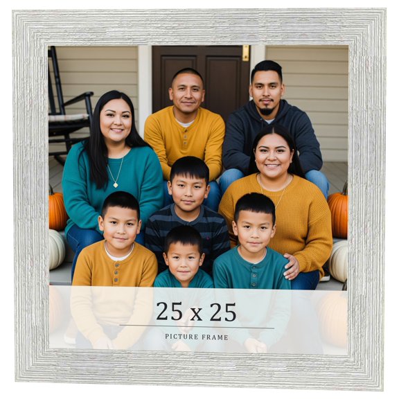 25x25 Frame White Real Wood Picture Frame Width 1.5 inches | Interior Frame Depth 0.5 inches | Barn