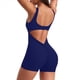thumbnail image 3 of Mono de Entrenamiento de una Pieza para Mujer, Sin Espalda, Control de Abdomen, Sin Mangas, Espalda en V, Azul Marino, L, 3 of 7