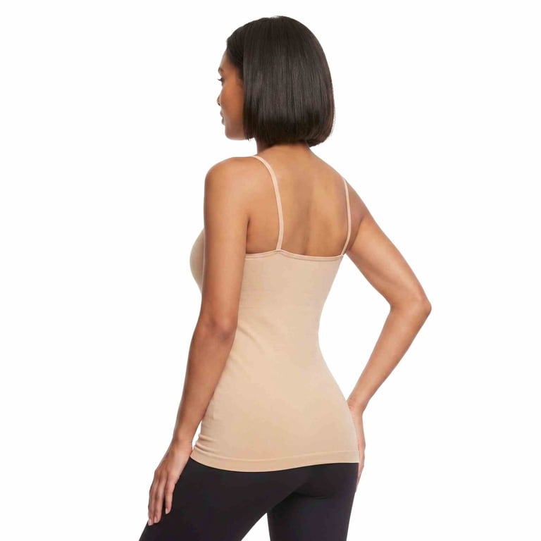Women's Seamless Triple Criss-Cross Front Cami Tank Top, Nude, One