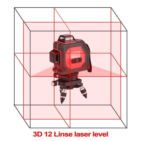 HERCHR Laser Leveling Tool, 360° Rotary 12 Line Self Leveling Vertical Horizontal Cross Lines 3D Laser Leveler Measure Tool, Laser Measure