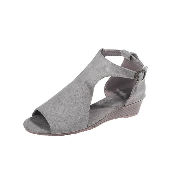 2025 Clearance! Clothes under $5 asdoklhq Womens Espadrilles, Women Flat Shoes Hollow Wedge Heel Casual Large Size Sandals Shoes