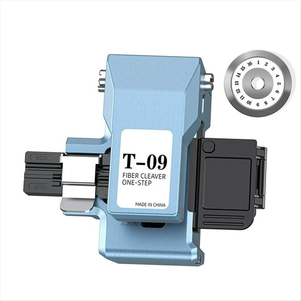 Cortadora de Fibra Óptica Totalmente Automática de un Solo Paso T-09 con Cuchilla y Empalmador de Fusión de Fibra Óptica, Corte en Frío, Fusión en Caliente, Azul.