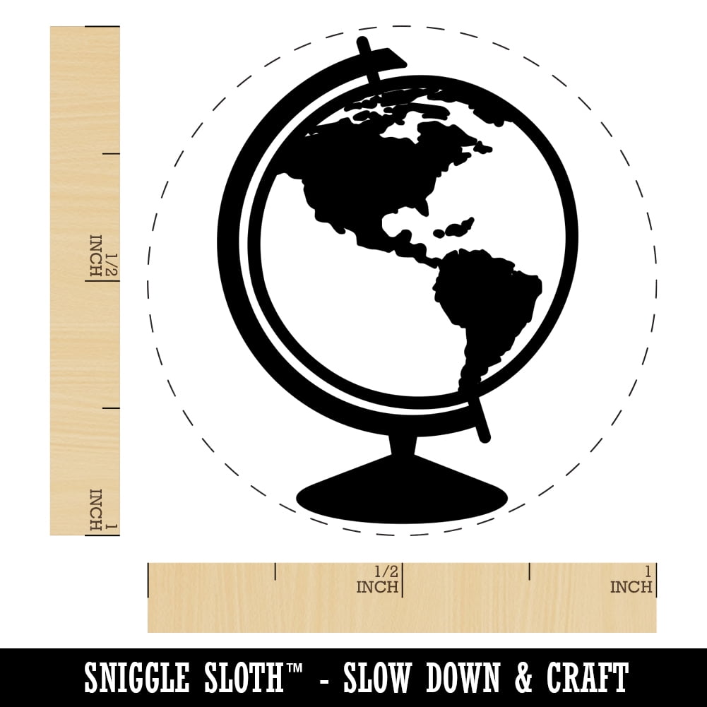 Explorer World Globe of Planet Earth Self-Inking Rubber Stamp Ink Stamper - Pink Ink - Medium 1 Inch