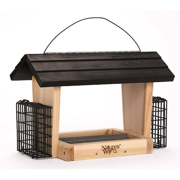 Nature's Way CWF19 6 Quart Cedar Hopper Feeder With 2 Suet Cages