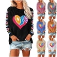 thumbnail image 5 of Aloohaidyvio Women Valentines Day Shirts Round Neck Long Sleeve Casual Heart T Shirt Rainbow Heart Love Sweatshirt, 5 of 5