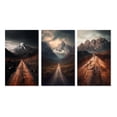 thumbnail image 2 of Designart "Endless Roads Through Misty Snowy Mountains V" Meadow Wall Art Set Of 3 - Traditional Brown Gallery Set For Office Decor, 2 of 6