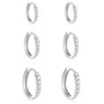 thumbnail image 1 of 6ps Women's Earrings 14K gold-plated Single row zircon circle Ear buckles, Romantic gifts for Her Wife Mother Christmas Valentine's Day,6,Plata,De moda sencillo,círculo,7+9+12mm, 1 of 7