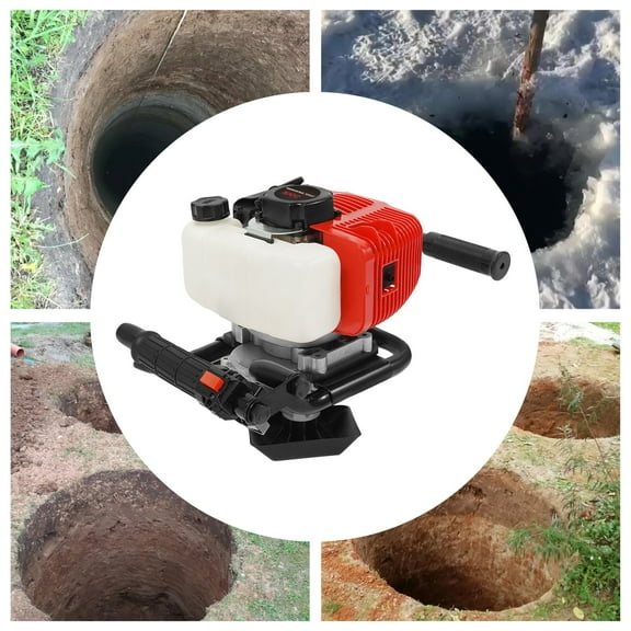 ToppiJoy 52CC 2HP 2-Stroke Post Hole Auger Gas Powered Hole Digger Motor, Adjustable Single Cylinder Earth Digger Engine, Industrial Gasoline Earth Auger Fence Plant Soil Dig Powerhead