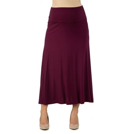

24seven Comfort Apparel Womens Comfortable Fit Elastic Waist Maternity Maxi Skirt