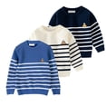 thumbnail image 1 of Chandail en Tricot à Rayures pour les Garçons Automne Hiver à Manches Longues Chemisier à Col Rond Enfants Pull en Coton Sweat-Shirt en Molleton 1-7Y, 1 of 8