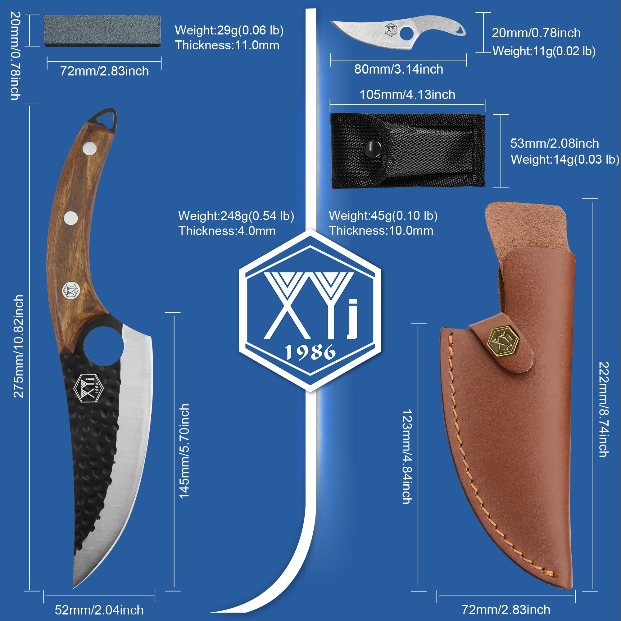 おしゃれ 調理器具 XYJ Full Tang Butcher Knife High Carbon Clad Steel Cleaver Leather Sheath : XYJ Handmade Forged Chef Butcher Knife High Carbon