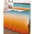 thumbnail image 3 of Quilts Twin Size Bedding Set, Orange Teal Ombre Lightweight Quilted Comforter, Gradient Abstract Modern Art Soft Reversible Bedspread Coverlet with Pillow Covers for All Season, 68" x 86", 3 of 7