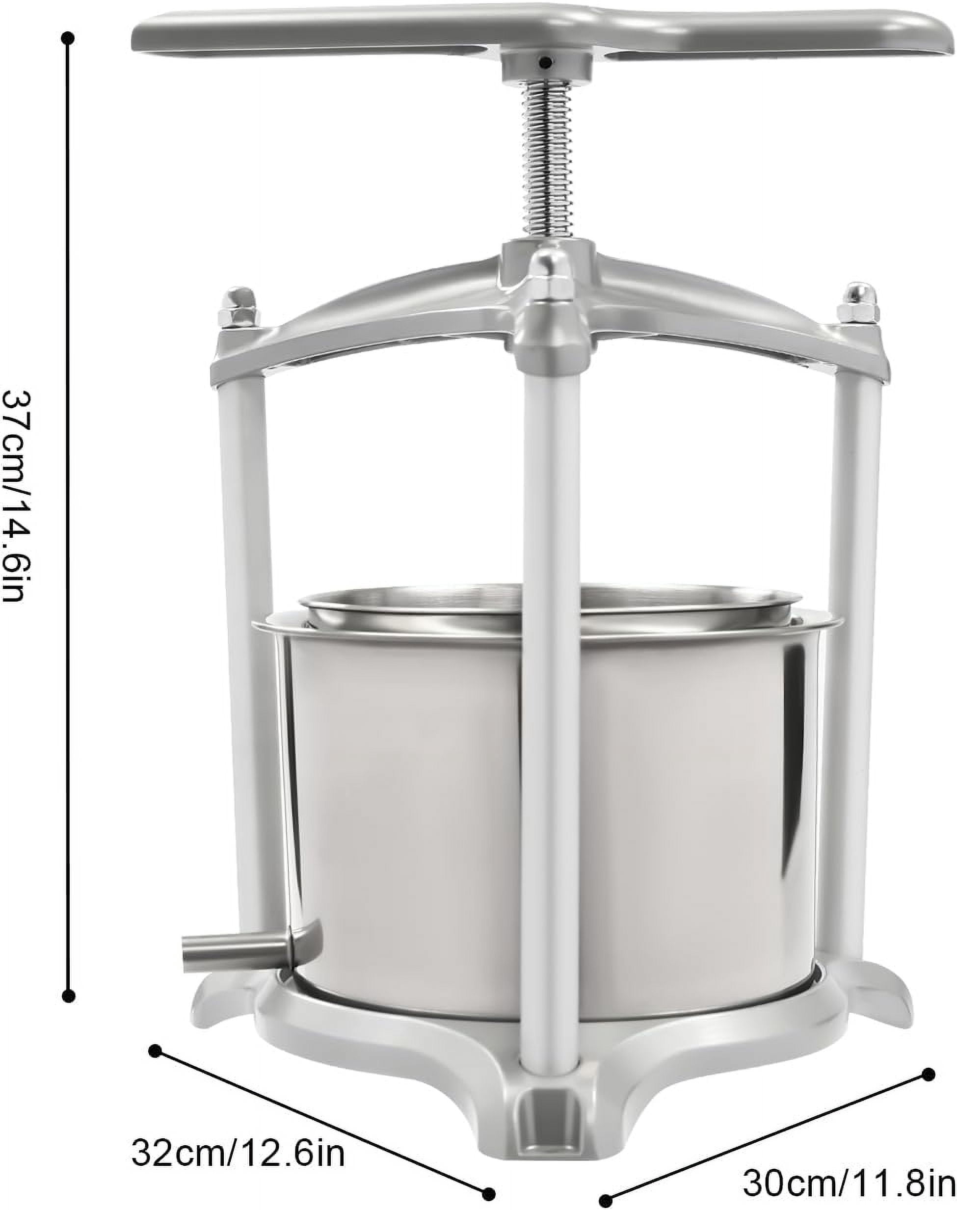 Fruit Juice Press,Stainless Steel Manual Juice Press Machine Gravity Fruit Wine Presser with Filter Bag,Fruits Cider Grinder Juicer Machines for Honey Fruits Vegetables Cheese Herbs (6 L/1.59 Gal)