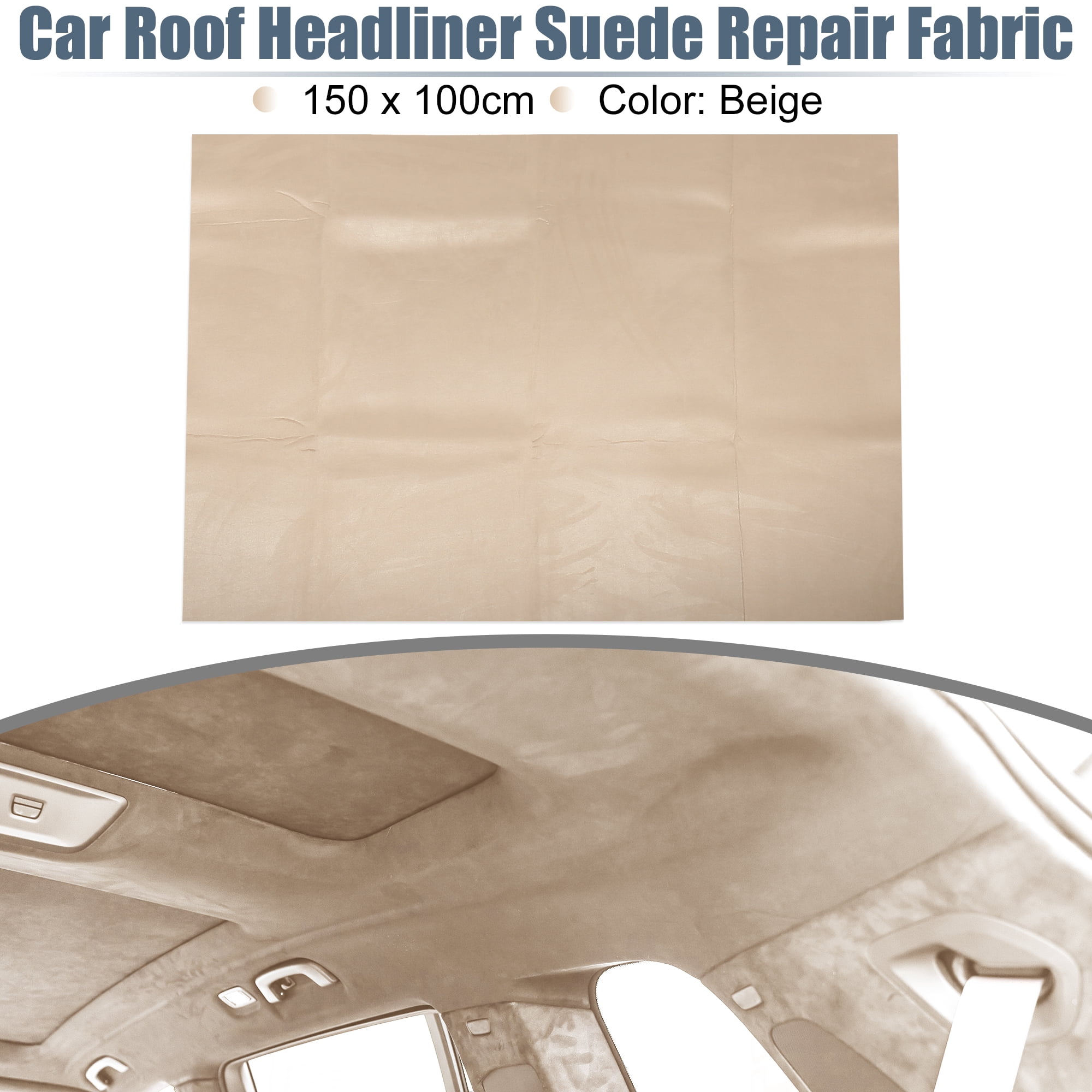 Unique Bargains Suede Headliner Fabric 40"x60" Foam Backed Car Interior Roof Repair Beige