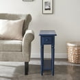 thumbnail image 4 of Leick Home 1-Drawer Solid Wood Coastal 10 in. Narrow End Table with Shelf, Navy Blue, 4 of 18