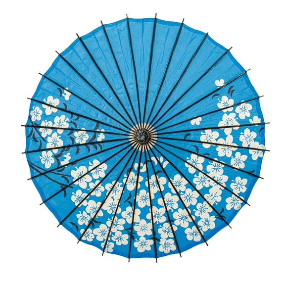 THY COLLECTIBLES Classic Chinese Art Asian Style 33" Paper Parasol Umbrella with Long Handle Flower Print for Wedding Parties, Photography, Costumes, Cosplay, Decoration And Other Events (Blue)
