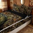 thumbnail image 3 of meiyoeat Farmhouse Outdoor Hunting Zipper Comforter Set with Fitted Sheet and 2 Pillowcases for Men Boys, Camo Forest Branches Zipper Bedding Set, Brown Green, Black Reversible, 3-Piece, 3 of 6