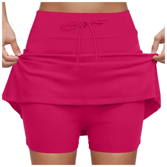 Pimfylm Womens Tennis Skirt with Pockets High Waisted Athletic Skorts Skirts for Golf Running Workout Hot Pink, XXXXL