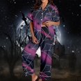 thumbnail image 5 of Lounge Sets for Women BWASD Cozy Satin Printed Pajama Set Short Sleeve Top and Pants Home Wear Sleepwear Halloween Autumn Holiday Night for Halloween Funny Gift XL, 5 of 7