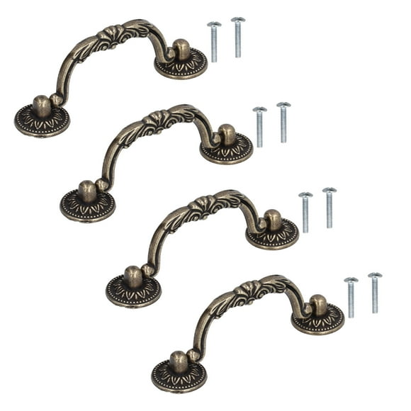 4 Set Modern Antique Cabinet Handle with Screw Bronze Sliding Door Handle for Wardrobe Shoe Cabinet