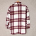 thumbnail image 4 of Bcresic Wool Jacket for Women Plaid Outwear Button Down Coats Long Sleeve Tshirt Lapel Jackets Comfy Fleece Outerwear Winter Warm Coat Fashion Clothes Clearance,Wine,Small, 4 of 6
