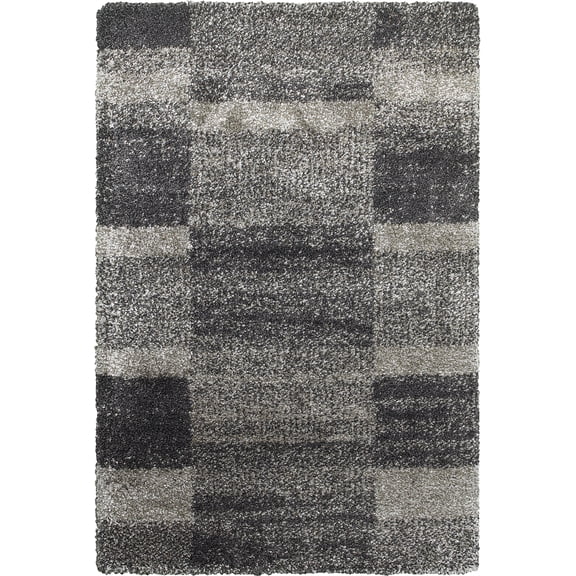 Moretti Reserve Shag Area Rug 531Z1 Grey Blocks Plaid 9' 10" x 12' 10" Rectangle