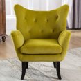 thumbnail image 2 of CAROCC Velvet Wingback Accent Chair Armchair Modern Tufted Button Vanity Chair with Wooden legs for Living Room Bedroom-Avocado, 2 of 9