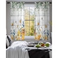 thumbnail image 3 of Daisy Spring Floral Sheer Curtains 39 Inch Length 2 Panels Set for Living Room/Bedroom, Farmhouse Botanical Green Leaves Wooden Kitchen Curtains Grommet Curtains Window Treatments 27.5"x39"x2, 3 of 7