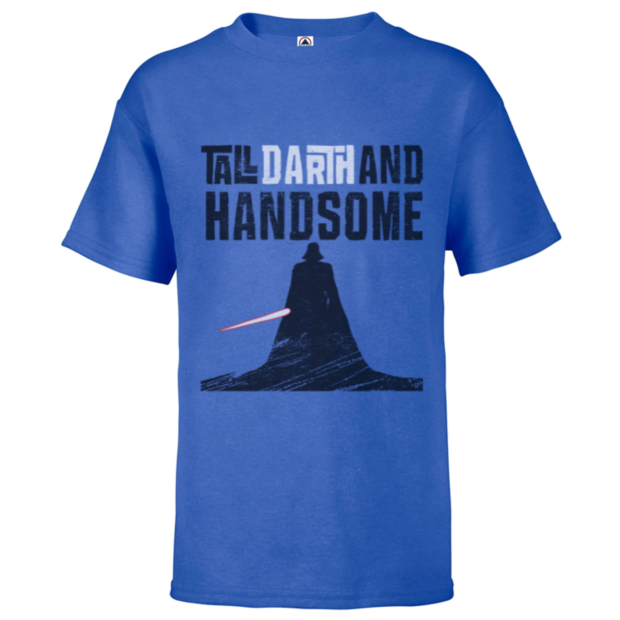Star Wars Tall Darth and Handsome Funny - Short Sleeve T-Shirt for Kids  -Customized-Royal 