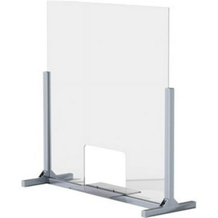 UPC: 0035255556729 | Lorell Removable Shelf Glass Protective Screen – 36 Width x 0.3 Depth x 36 Height – 1 Each – Clear – Tempered Glass Aluminum