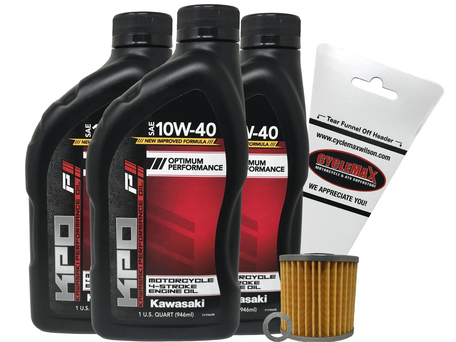 Cyclemax Oil Change Kit for 20092022 Kawasaki KLR650 with 10W40 Oil