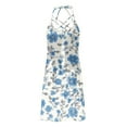 thumbnail image 3 of Viikei Womens Dresses Clearance,Women's Floral Print Short Sleeve Dress,Women Summer Dresses Beach Lace Panel Print Sleeveless Casual Loose Tank Dress Light Blue S, 3 of 5