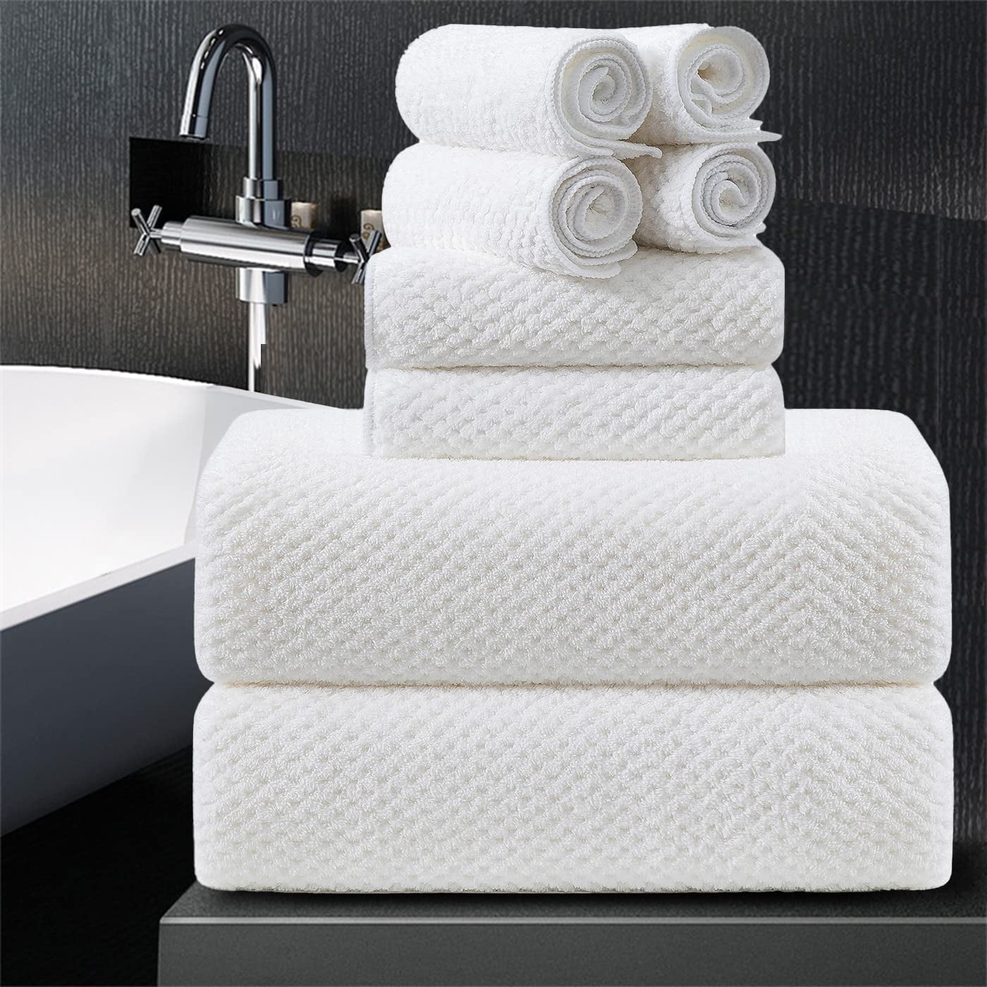Jessy Home 8 Piece Towel Set Oversized Soft Cozy Towels 600 GSM White