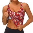 thumbnail image 3 of Rateoe tomato Print Womens' Sports Bras Scoop Neck Sports Vest- Padded U Back Seamless High Impact Support-Medium, 3 of 8
