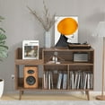 thumbnail image 5 of Large Record Player Stand, Vinyl Record Storage Holder, Record Player Table with Power Outlet (walnut), 5 of 7